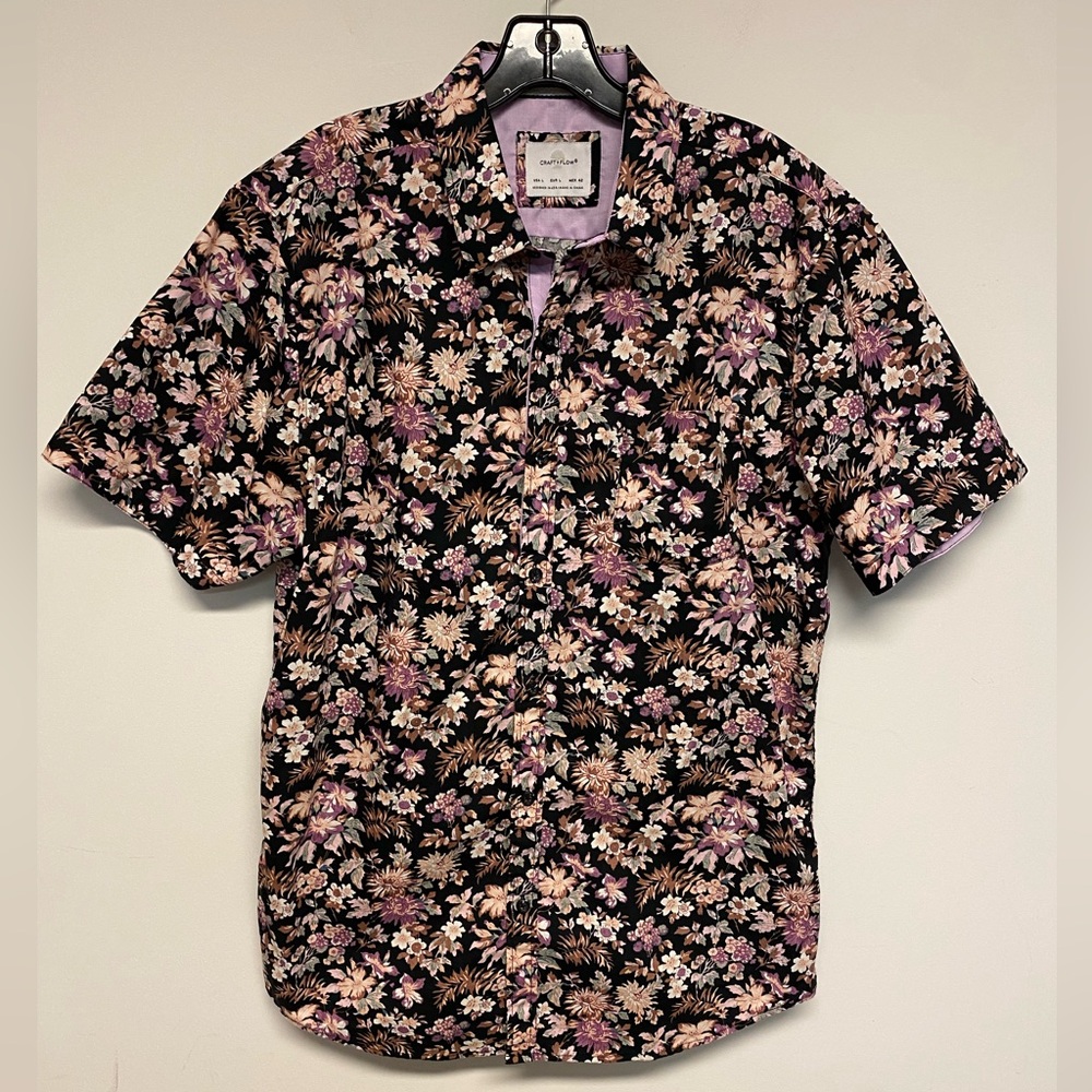 Craft + Flow Men’s Floral Short Sleeve Button Down Size Large